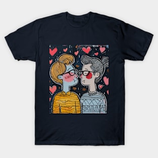 Nerd Couple 2024 Valentines Day Drawing T-Shirt